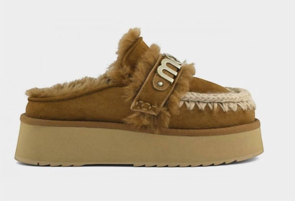 NEW MOU women's platform clogs in cognac